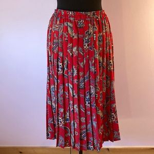 Vintage Paisley Pleated Maxi Skirt